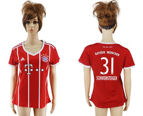 Women's Bayern Munchen #31 Schweinsteiger Home Soccer Club Jersey - Click Image to Close